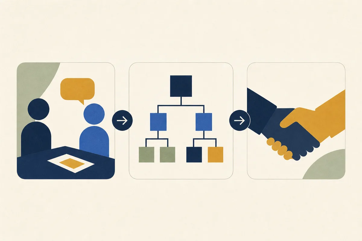 Illustration d'un processus d'entretien de conseil, du fit à l'étude de cas